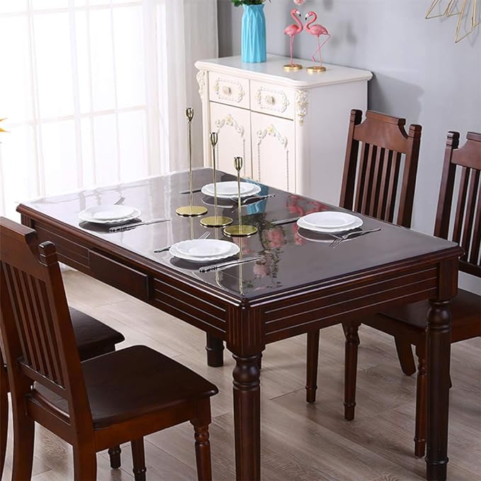 Dining Room Table Top Protector Clear Plastic Cloths Waterproof Wipeable Heat - Image 3