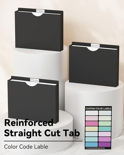 ANSOOK 2 Inch File Jackets & File Pockets, 12 Pack Plastic Manila File Folders - Image 5