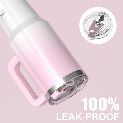 30 oz Shiny Tumbler with Handle and Straw,Stainless Steel Tumbler with Lid and Straw,Insulated Travel Mug(Cold for 34 Hours),Water Bottle for Iced Tea,Coffee (Pink) - Image 9