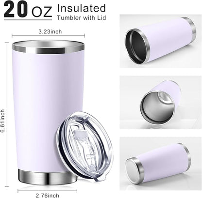 Sieral 36 Pack Stainless Steel Tumblers Bulk with Lids Double Wall Vacuum Insulated Coffee Cups Blank leakproof Powder Coated Tumblers for Engraving Wedding Graduation Party Favors(20 oz,Purple-White) - Image 2