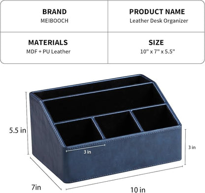 PU Leather Desk Organizer, Luxury Remote Control Holder - Image 4
