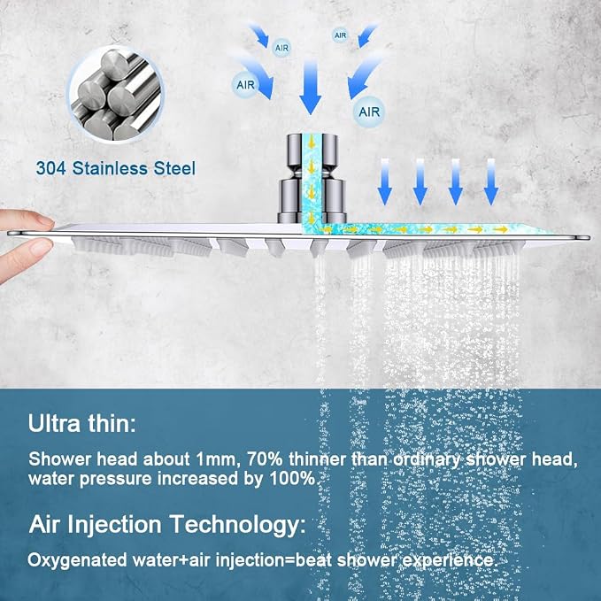 POP SANITARYWARE All Metal Shower Tub Faucet Set Chrome Bathroom 8 Inch Shower Head System with Tub Spout Wall Mounted Single Handle Shower Trim Kit with Rough-in Valve - Image 4