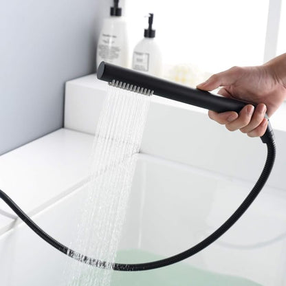 sumerain Black Roman Tub Faucet with Hand Shower High Flow Waterfall Spout with Diverter - Image 6