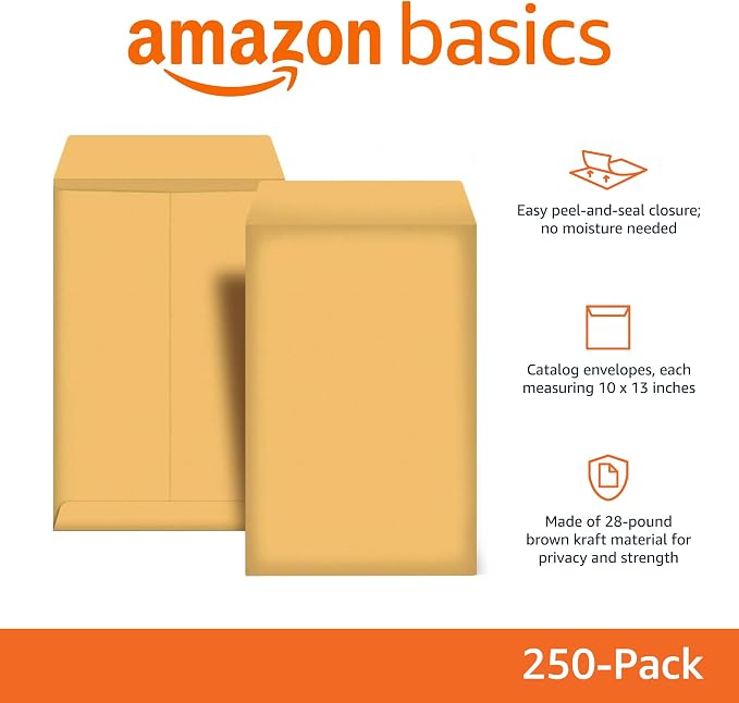 Amazon Basics Catalog Self Seal Mailing Envelopes, Peel and Seal - Image 2