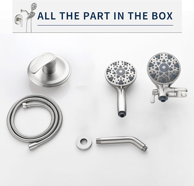 Shower Faucet Set Complete Shower Kit Dual Shower Head and Handheld 2 in 1 Combo Set Shower System Shower Trim Kit Combo Set Shower Fixtures, Brushed Nickel - Image 7