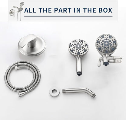 Shower Faucet Set Complete Shower Kit Dual Shower Head and Handheld 2 in 1 Combo Set Shower System Shower Trim Kit Combo Set Shower Fixtures, Brushed Nickel - Image 7