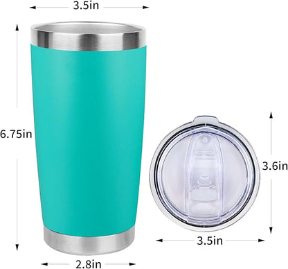20oz Stainless Steel Tumbler Bulk with Lid, Travel Mug - Double Wall Vacuum Powder Coated Cup - Light Green, 6 Pack - Image 4