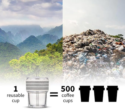 BLUEPOLAR 13oz/400ml Glass Water Tumbler with Straw and Lid Sealed Carry on Thick Wall Iced Coffee Cup for Water, Iced Tea, Fruit Juice - Image 7