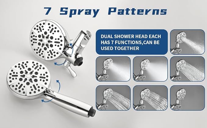 2 Handles Shower Faucet Set with Tub Spout Bathtub Shower Faucet Combo Set Shower System Complete Tub and Shower Trim Kit Chrome Polished Wall Mounted Shower Fixtures - Image 3