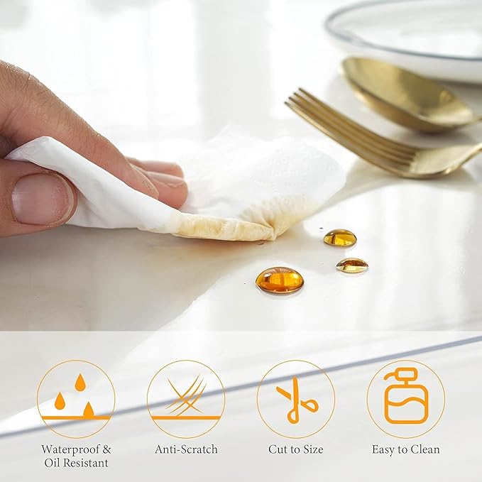 Deep Dream 1.5mm Clear Desk Cover Protector, 44×108 Inch Clear Table Cover - Image 3