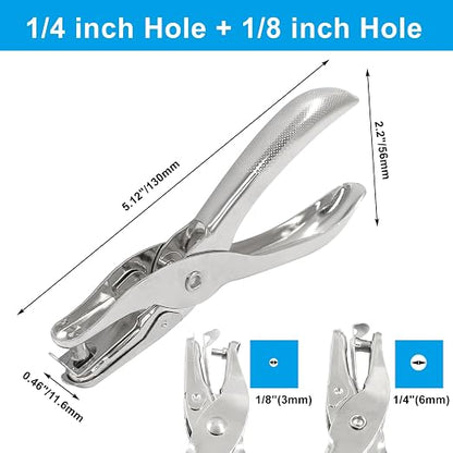 2Pcs Small Mini Metal Hole Punchers, 1/8” & 1/4” Tiny Circle Shaped Hole - Image 2