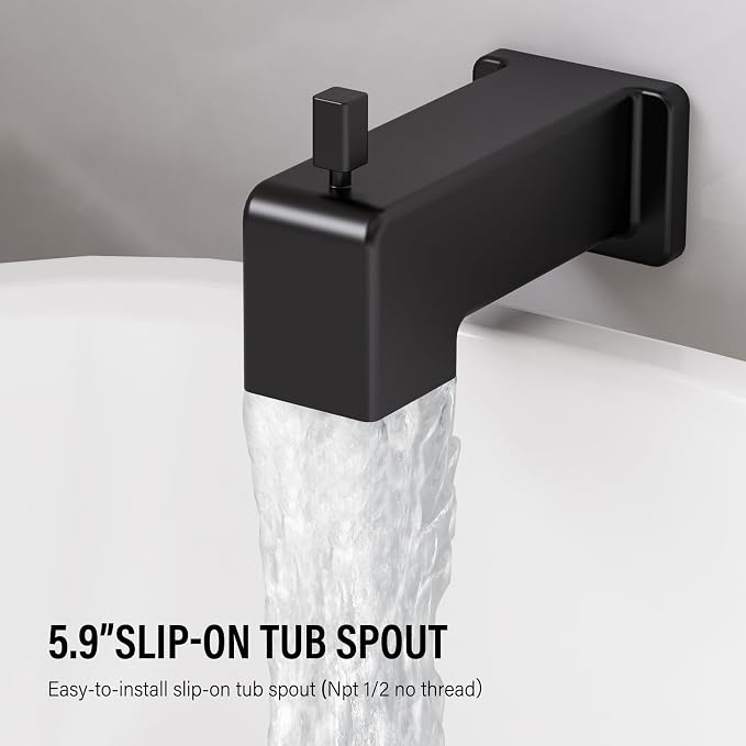 Esnbia Shower Faucet Set, Shower Head and Handle Set with 6-Inch Rain Shower Head and Tub Spout, All Metal Single-Handle Bathtub Shower Faucet Trim Kit (Shower Valve Include), Matte Black - Image 5