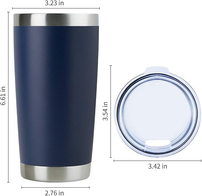 DOMICARE 20oz Stainless Steel Tumbler Bulk with Lid, Double Wall Vacuum Insulated Travel Mug, Powder Coated Coffee Cup, Powder Navy, 1 Pack - Image 5