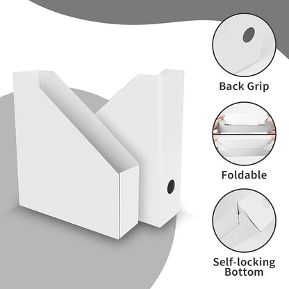 Rempry 12 Pack Magazine File Holders White, Foldable Cardboard Document - Image 3
