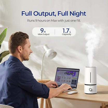 raydrop Cool Mist Humidifiers for Home Babies, 1.70 L Quiet and Small Ultrasonic Humidifier for Bedroom Nightstand, Space Saving, Auto Shut Off - (0.45 Gallon, US 110 V) - Image 3