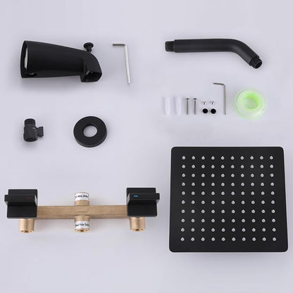 2 Handle Shower Faucet Set with Tub Spout Two Handles Tub Shower Faucet Set Bathtub Shower Faucet Combo Matte Black - Image 7