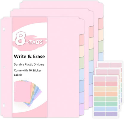 SKYDUE Durable Plastic 8-Tab Dividers, Big Tab Dividers by SKYDUE