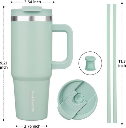 BJPKPK Insulated Tumblers With Handle And Straw 30 oz Stainless Steel Tumbler Cups With Lid,Pistachio Green - Image 3