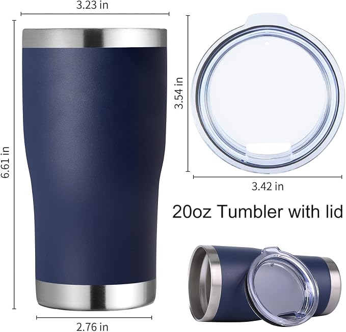 DOMICARE 20oz Tumbler with Lid Stainless Steel Tumblers Bulk, Double Wall Vacuum Insulated Coffee Travel Mug Powder Coated Tumbler, 12 Count (Pack of 1) Navy - Image 5