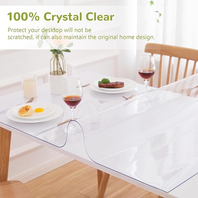 20 x 40 Inch Clear Table Cover Protector, 1.5mm Plastic Table Cover, Waterproof - Image 5