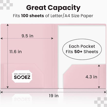 Sooez 6Pack Folders with Pockets, Pocket Folders with Extra Labels, Plastic - Image 4