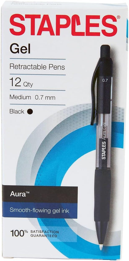 STAPLES Retractable Gel Pens, Medium Point 0.7mm, 36 Pack – Aura Smooth‑Writing - Image 4
