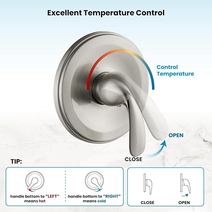 gotonovo Tub Shower Faucet Set,2 in 1 Dual Shower Head and Handle Set with Tub Spout Wall Mount Bathroom Shower Trim Kit with 3-way Water Diverter Valve Included Various Modes Brushed Nickel - Image 8