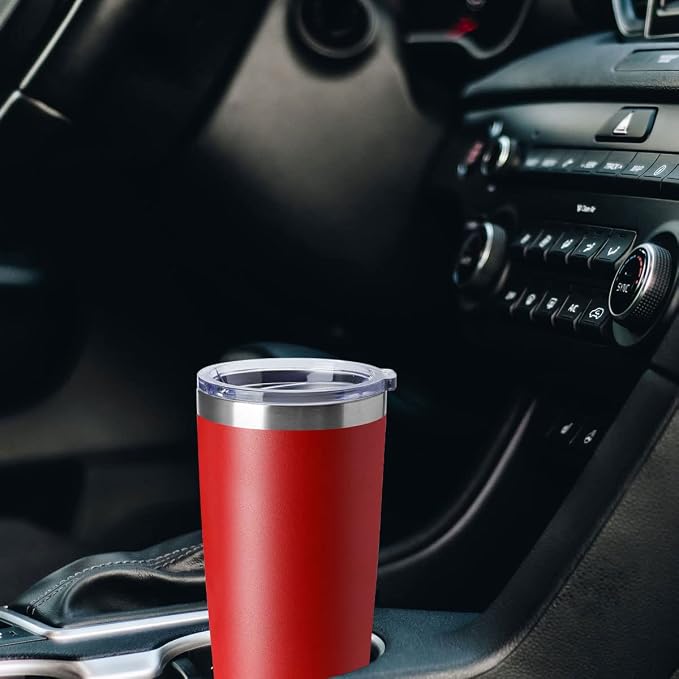 HASLE OUTFITTERS 20oz Tumblers Stainless Steel Mugs with Lid Double Wall Vacuum Insulated Coffee Cups for Cold & Hot Drinks (20oz-Red, 8 Pack) - Image 5