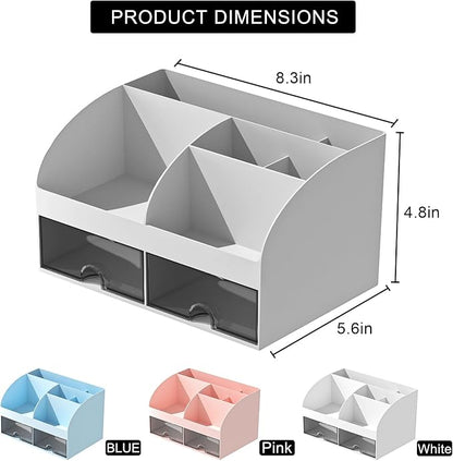 COMFYROOM Desk Organizer with 6 Compartments and 2 Drawers, Plastic Makeup - Image 4