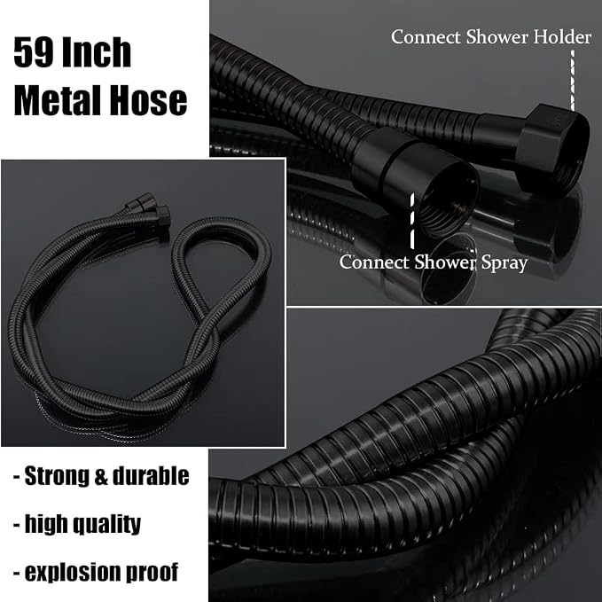 Shower Faucet Set with Tub Spout Matte Black 10 Inch Rainfall Shower with 4 Setting Spray Mixer Shower System Modern Luxury Wall Mounted Tub Shower Faucet Set Rough-in Valve Body (Matte Black) - Image 8
