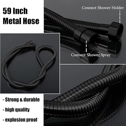 Shower Faucet Set with Tub Spout Matte Black 10 Inch Rainfall Shower with 4 Setting Spray Mixer Shower System Modern Luxury Wall Mounted Tub Shower Faucet Set Rough-in Valve Body (Matte Black) - Image 8