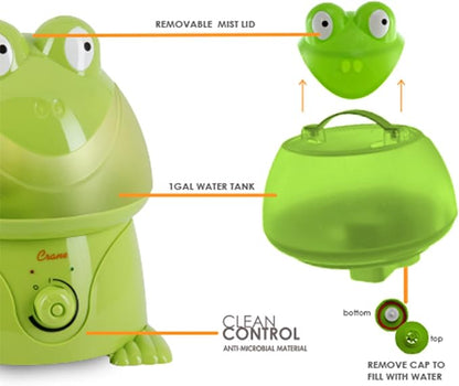 Crane Ultrasonic Cool Mist Animal Humidifier for Kids Bedroom and Nursery, 1 Gallon Easy Clean, Adjustable Settings, Frog Humidifier - Image 5