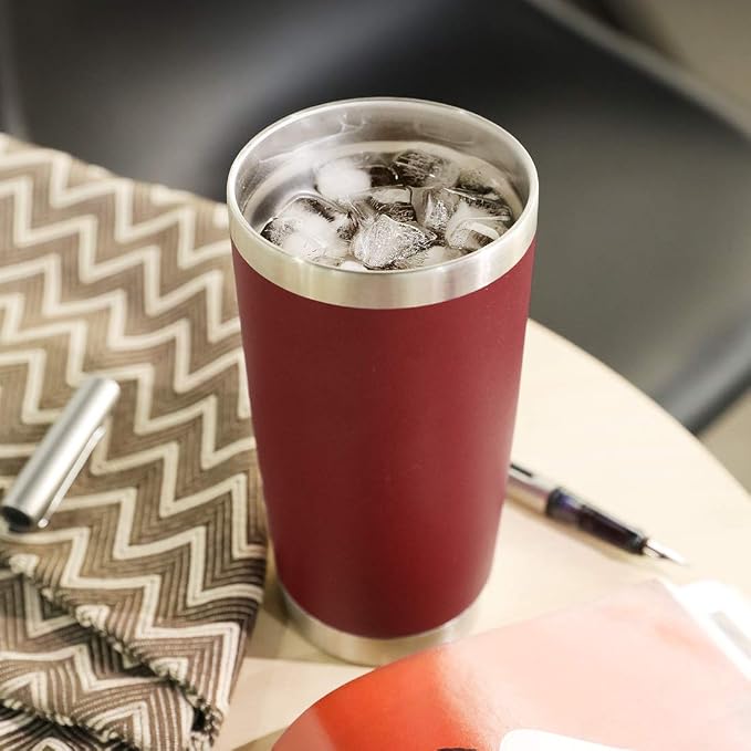 DOMICARE 20oz Stainless Steel Tumbler Bulk with Lid, Double Wall Vacuum Insulated Travel Mug, Powder Coated Coffee Cup, Powder Red, 4 Pack - Image 6