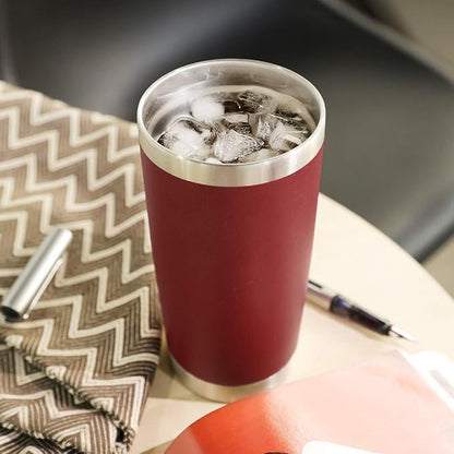 DOMICARE 20oz Stainless Steel Tumbler Bulk with Lid, Double Wall Vacuum Insulated Travel Mug, Powder Coated Coffee Cup, Powder Red, 4 Pack - Image 6