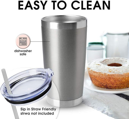 HASLE OUTFITTERS 20oz Tumblers Bulk Stainless Steel Cup with Lid Double Wall Vacuum Insulated Coffee Mug for Cold & Hot Drinks 1 Pack, Grey - Image 3
