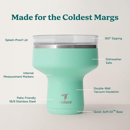 REDUCE Saltini 16 oz Cocktail Tumbler - Insulated Margarita Tumbler with Lid - Keeps Drinks Cold for 10 Hours - 360 Sippable Martini Glass Alternative - Shatterproof, Perfect for Parties - Saltwater - Image 4