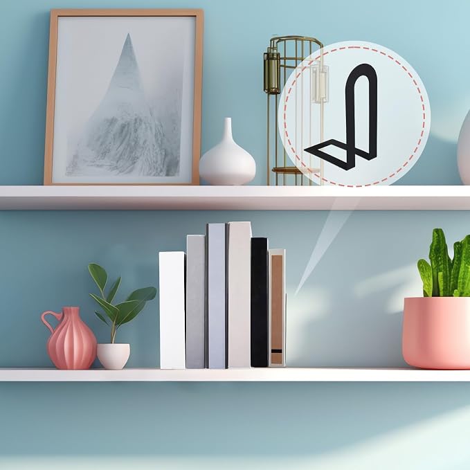 Chunful 4 Pcs Black Modern Metal Book Ends - Image 6