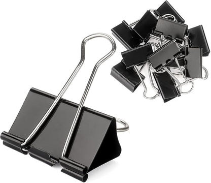 ZZTX Large Binder Clips Paper Clamps Clips Black, 1.6 Inches, 12 Pack by ZZTX