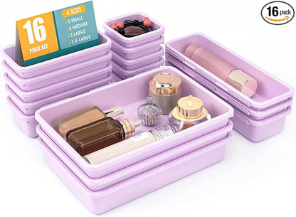 16 PCS Drawer Organizer Set, 4 Size Makeup Drawer Divider Organizer by StoreHappily