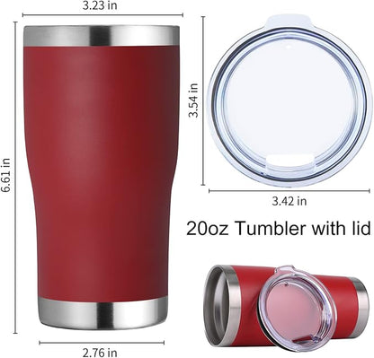 DOMICARE 20oz Tumbler with Lid Stainless Steel Tumblers Bulk, Double Wall Vacuum Insulated Coffee Travel Mug Powder Coated Tumbler,8 Count (Pack of 1) Red - Image 5
