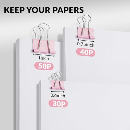 NEEWAY 100 Count Binder Clips Assorted Sizes, Paper Binder Clips, Metal Paper - Image 4