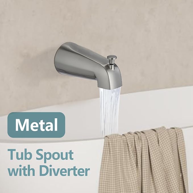 5" Dual Shower Faucet Compatible with 13/14 Delta Series Tub Trim Kit, High Pressure Round Rain Shower Head& Handheld Set Faucet System, Brushed Nickel (Valve& Catridge Not Inclued) - Image 8