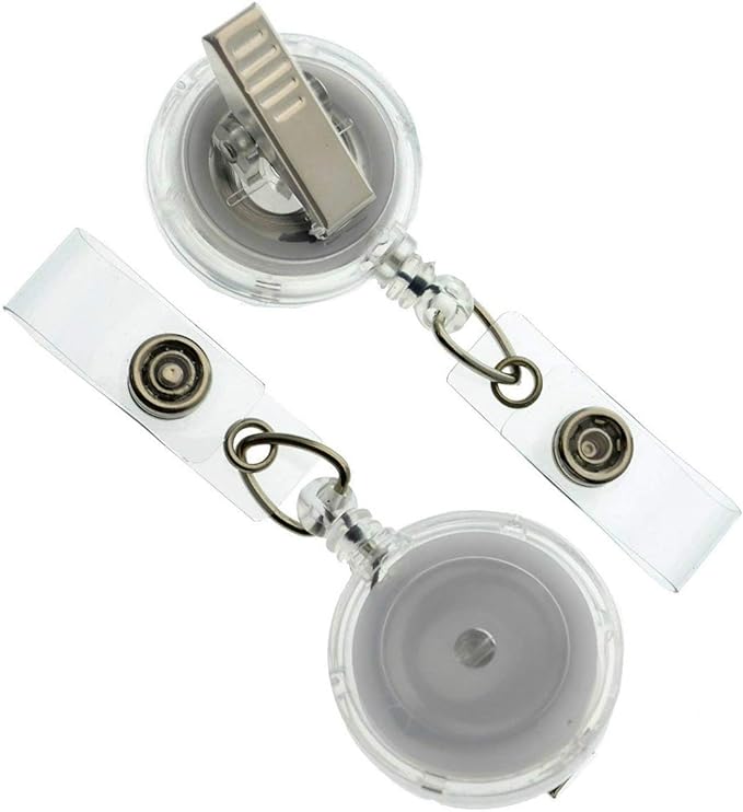 Bulk 25 Pack - Premium Clear Retractable Badge Reels by SpecialistID