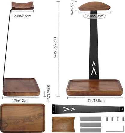 GEVO Headphone Stand, Walnut Wood Headset Stand - Image 8