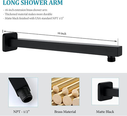 Shower System with Tub Spout 10 Inch Overhead Shower 4 Setting Handheld Spray Rough In Pressure Balance Valve Body with Trim Kit Wall Mounted Rainfall Bathtub Shower Faucet Set (Matte Black) - Image 8