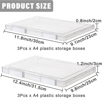 LonlyEagle 6 Pcs Clear A4 File Portable Project Case, Plastic Storage Box - Image 2