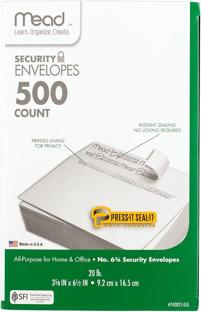 Mead #6-3/4 Envelopes, 3-5/8" x 6-1/2", Security Printed Lining - Image 6