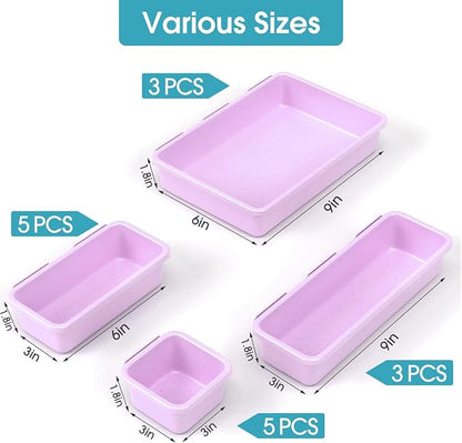 16 PCS Drawer Organizer Set, 4 Size Makeup Drawer Divider Organizer - Image 2