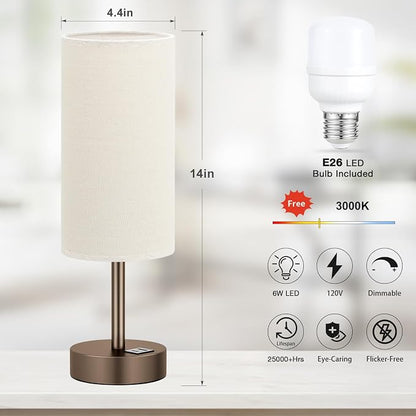 Dicoool Beige Touch Table Lamp for Bedroom - Image 5