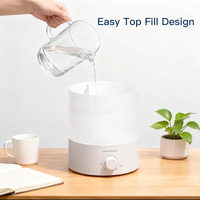 Megawise Cool Mist Humidifier with Top Refill Design, 2L Capacity, High Mist Output, No Leakage, and 7 Color Night Light - Image 7